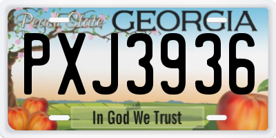 GA license plate PXJ3936