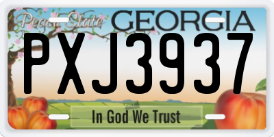 GA license plate PXJ3937