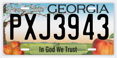 GA license plate PXJ3943