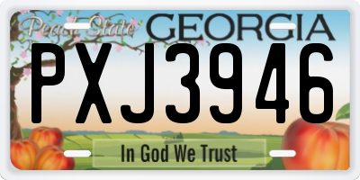 GA license plate PXJ3946