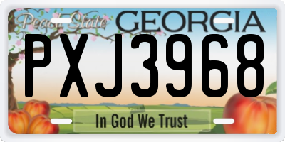 GA license plate PXJ3968