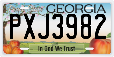 GA license plate PXJ3982
