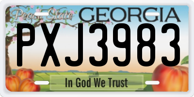 GA license plate PXJ3983