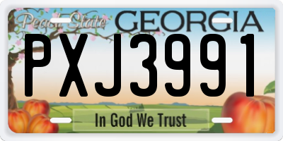 GA license plate PXJ3991