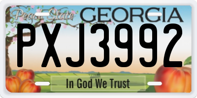 GA license plate PXJ3992