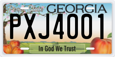 GA license plate PXJ4001