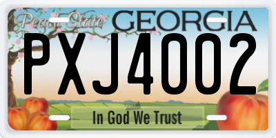 GA license plate PXJ4002