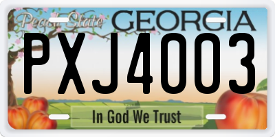 GA license plate PXJ4003