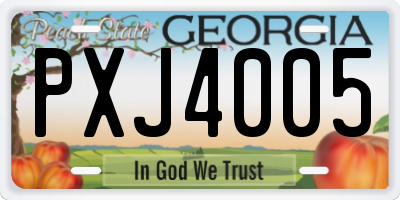 GA license plate PXJ4005
