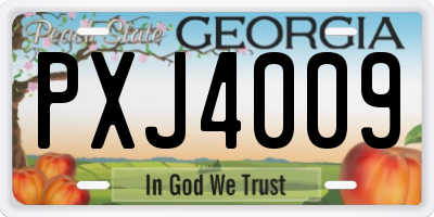GA license plate PXJ4009