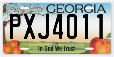 GA license plate PXJ4011