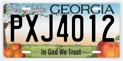 GA license plate PXJ4012