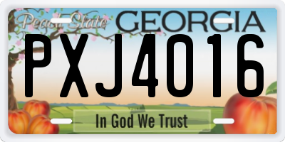 GA license plate PXJ4016