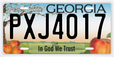 GA license plate PXJ4017