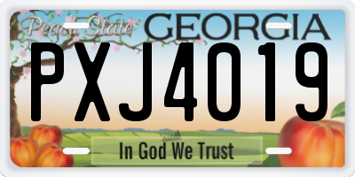 GA license plate PXJ4019