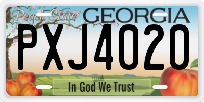GA license plate PXJ4020