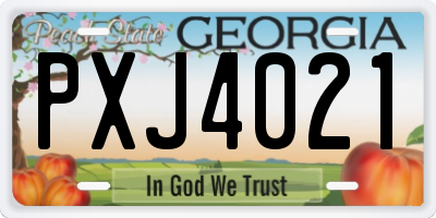GA license plate PXJ4021