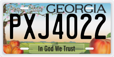 GA license plate PXJ4022