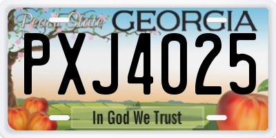 GA license plate PXJ4025