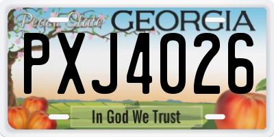 GA license plate PXJ4026
