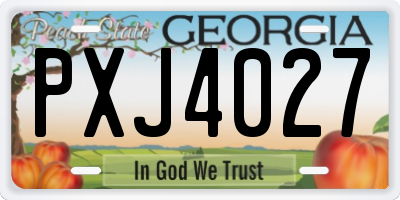 GA license plate PXJ4027
