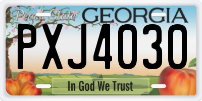 GA license plate PXJ4030
