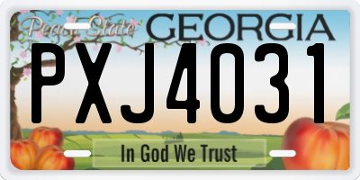 GA license plate PXJ4031