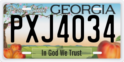 GA license plate PXJ4034