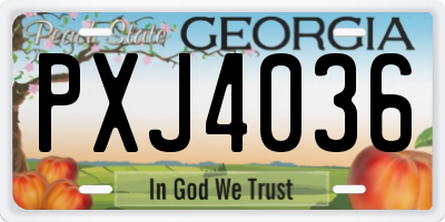 GA license plate PXJ4036