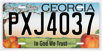 GA license plate PXJ4037