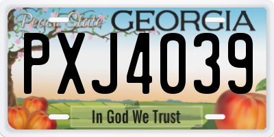 GA license plate PXJ4039