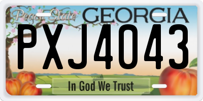 GA license plate PXJ4043