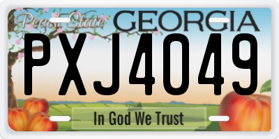 GA license plate PXJ4049