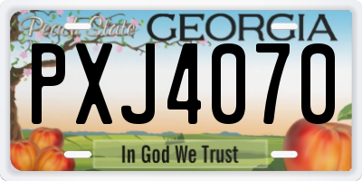 GA license plate PXJ4070