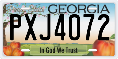 GA license plate PXJ4072