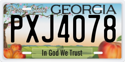 GA license plate PXJ4078
