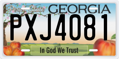 GA license plate PXJ4081