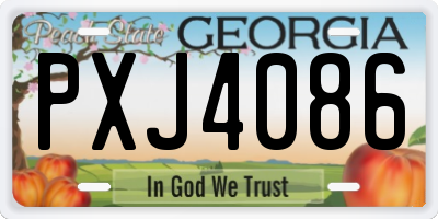 GA license plate PXJ4086
