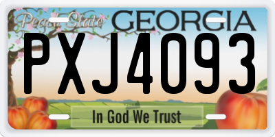GA license plate PXJ4093