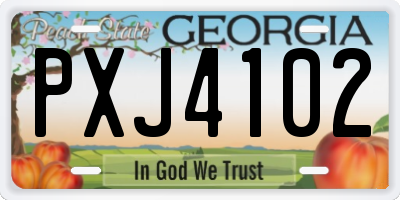 GA license plate PXJ4102