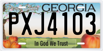 GA license plate PXJ4103
