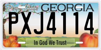 GA license plate PXJ4114