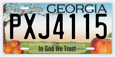 GA license plate PXJ4115