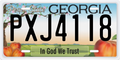 GA license plate PXJ4118