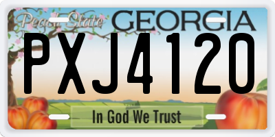 GA license plate PXJ4120