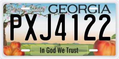 GA license plate PXJ4122