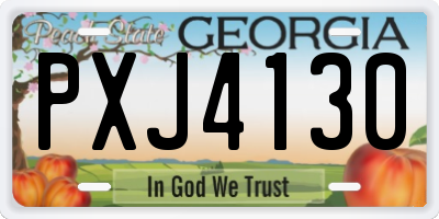 GA license plate PXJ4130