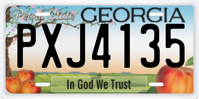 GA license plate PXJ4135