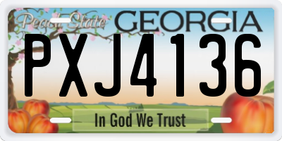 GA license plate PXJ4136
