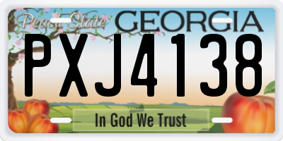 GA license plate PXJ4138